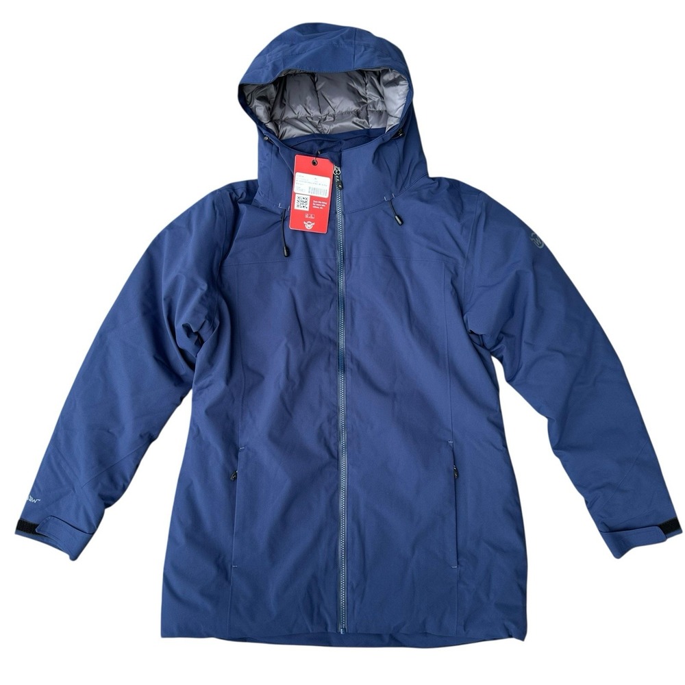 NEW Moosejaw Women's Large Hooded Insulated Jacket Water Resistant Blue $169